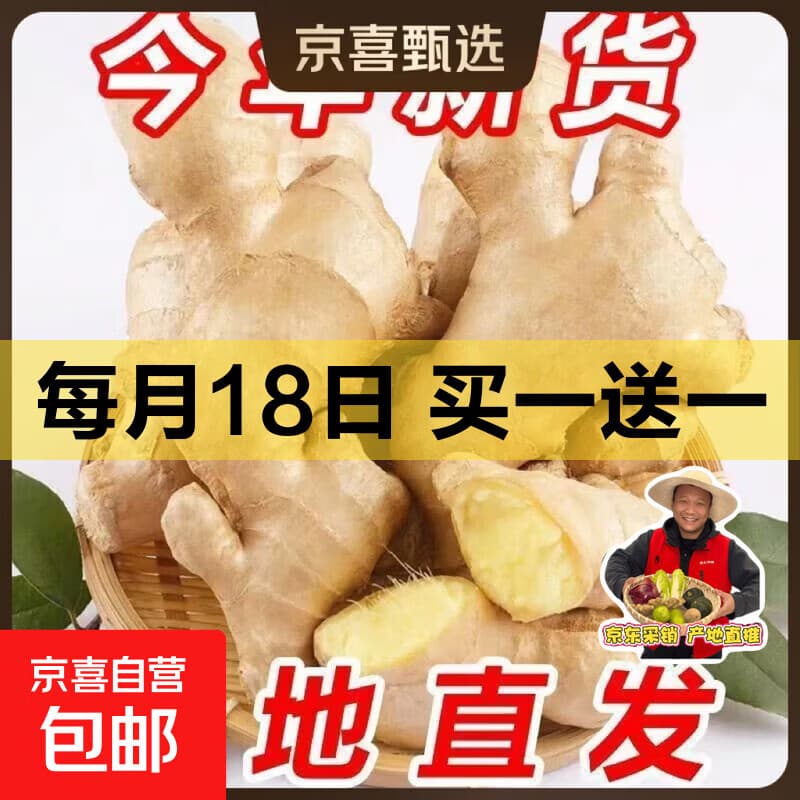【东东农场专供】风干无泥姜正宗生姜大姜水洗黄姜新鲜月子 山东大姜1斤净重0.8 - 商品图1