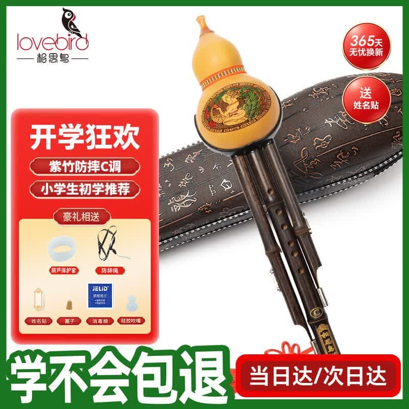 相思鸟葫芦丝乐器 三音C调 防摔白铜紫竹可拼插葫芦丝小学生c调初学 - 商品图1