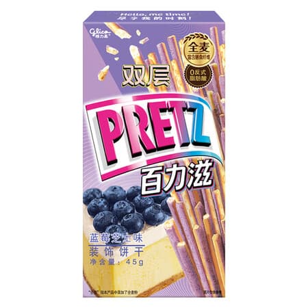 格力高(Glico)百力滋坚果奶零食夹心饼干棒办公室休闲追剧多口味儿童零食 蓝莓芝士味45g - 商品图1