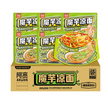 阿宽魔芋凉面凉皮横版魔芋面速食即食免煮低脂低卡面体零食223g*5袋装 - 商品图1