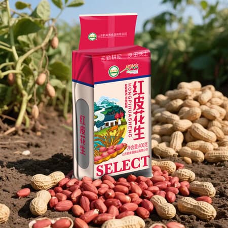 鹤来香红皮花生米 去壳四粒红花生仁 五红汤原料 五谷杂粮 红皮花生400g*1袋 - 商品图1