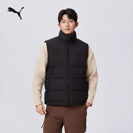 彪马(PUMA)80绒加厚运动羽绒背心男女款冬季白色保暖马甲684534 黑色-01 M (175/96A) - 商品图1