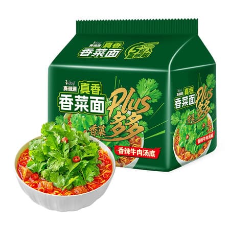 康师傅真味道香菜面香辣牛肉汤底方便面96g*5袋泡面袋装速食方便食品 - 商品图1