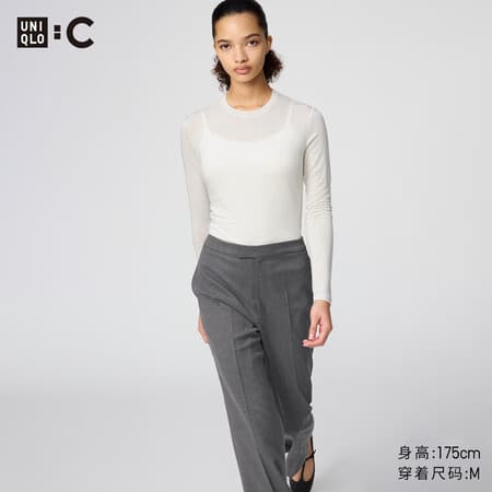 优衣库HEATTECH EXTRA WARM混纺圆领T恤/长袖女装9%羊绒478955 478955/30浅米色 M - 商品图1
