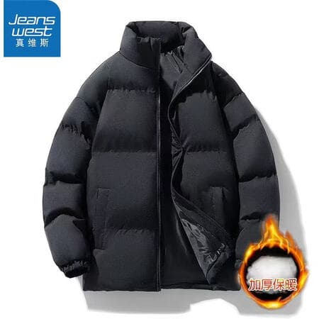 真维斯(Jeanswest)真维斯保暖外套2026新款冬季纯色休闲立领百搭棉服宽松情侣衣服 黑色 2XL (建议170-190斤) - 商品图1