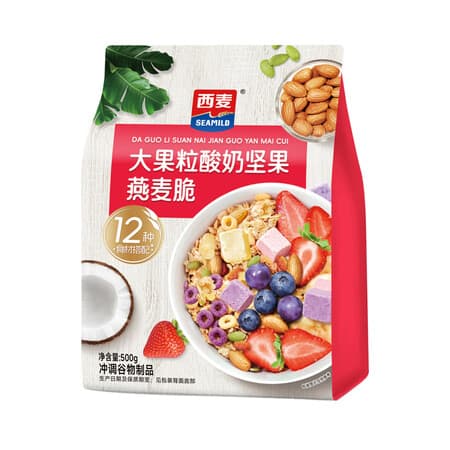 西麦大果粒酸奶坚果燕麦脆500g营养早餐谷物代餐酥脆零食 - 商品图1
