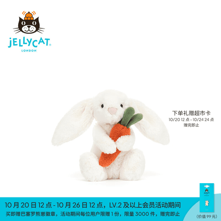 Jellycat害羞怀抱胡萝卜邦尼兔毛绒玩偶公仔送礼生日新婚礼物 害羞怀抱胡萝卜邦尼兔 Small - 商品图1