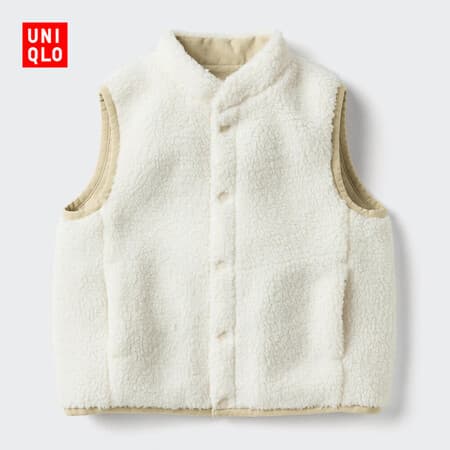 优衣库婴幼儿两面穿摇粒绒背心宝宝488780 01 乳白色 100 - 商品图1